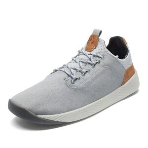 OluKai Nanea Lī Men’s sneakers size 9.5M light gray with brown leather accents